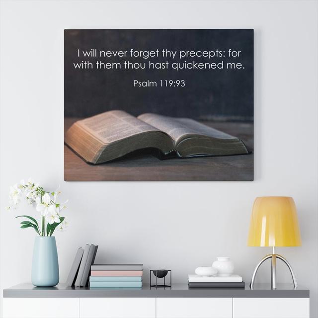 Never Forget Thy Precepts Psalm 119:93 - Wrapped Canvas Print Blue Elephant Size: 30cm H x 41cm W on Productcaster.