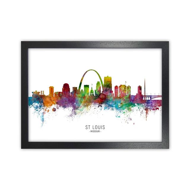 St Louis Missouri Skyline by Michael Tompsett - Graphic Art Print Ebern Designs Size: 64cm H x 88cm W x 3cm D, Format: Black Framed on Productcaster.