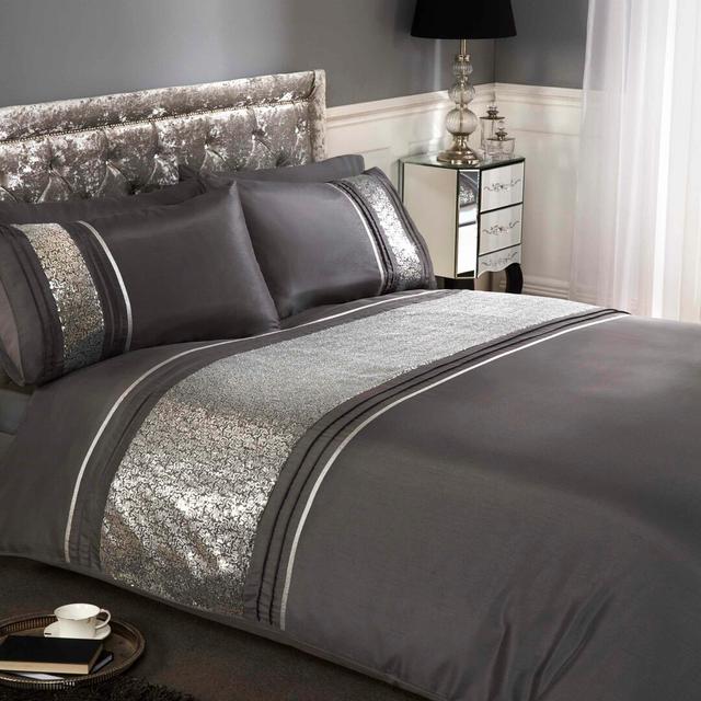 Unique Silver 144 TC Duvet Cover Set Rosdorf Park Size: Single Duvet Cover + 1 Standard Pillowcase on Productcaster.