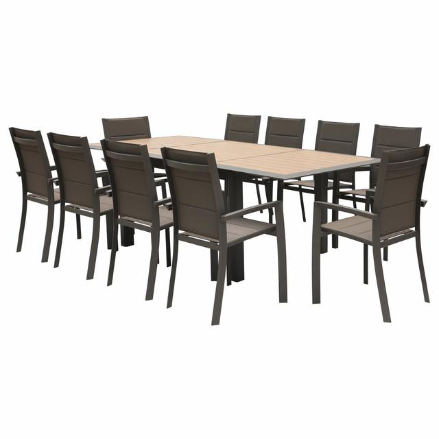 Kalem 10 Seater Dining Set Dakota Fields Color: Taupe, Color (Textile): Brown on Productcaster.