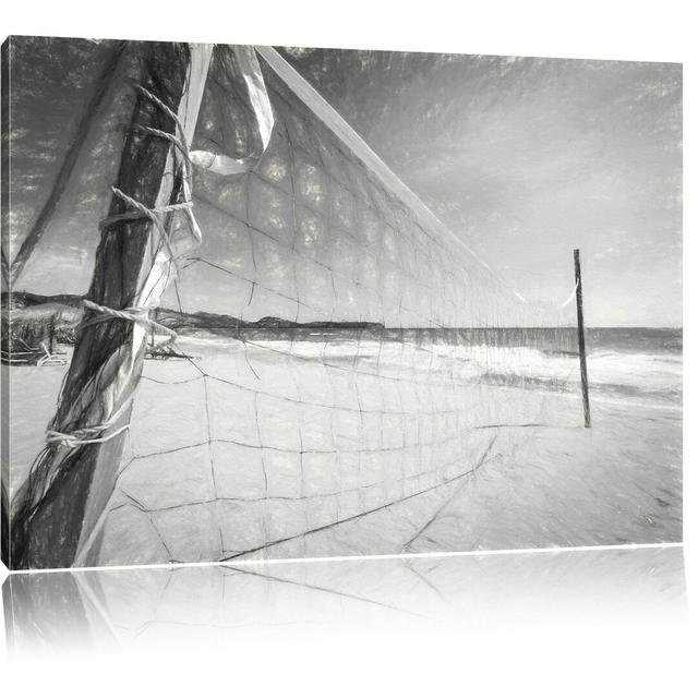 Leinwandbild Volleyballnetz am Strand in Grau East Urban Home Größe: 40 cm H x 60 cm B on Productcaster.