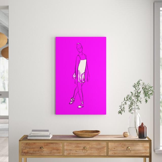 Pink White Ballerina 4 Dance - Wrapped Canvas Graphic Art Print East Urban Home Size: 50.8 cm H x 35.6 cm W on Productcaster.