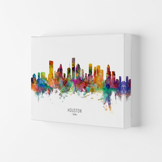 Houston Texas Skyline by Michael Tompsett - Graphic Art Print Ebern Designs Format: Wrapped Canvas, Size: 21cm H x 29.7cm W x 4cm D on Productcaster.