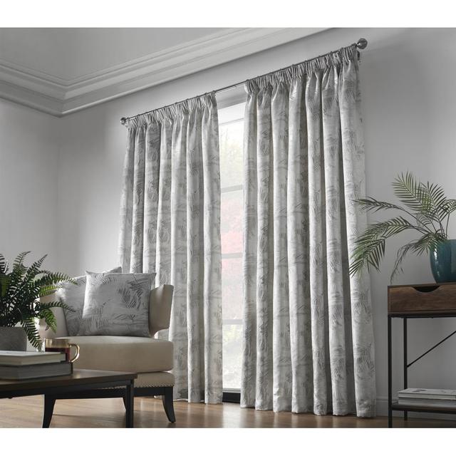 Porphyrion Fiji Pencil Pleat Curtains (Set of 2) Beachcrest Home Panel Size: 229 W x 229 D cm, Colour: Silver on Productcaster.