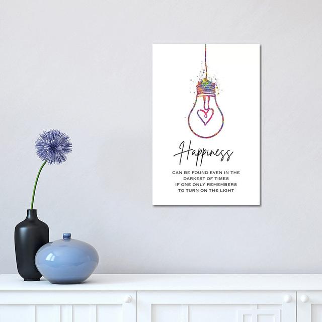 Lightbulb Happiness by Genefy Art - Wrapped Canvas Painting Maturi Size: 45.72cm H x 30.48cm W x 1.91cm D on Productcaster.