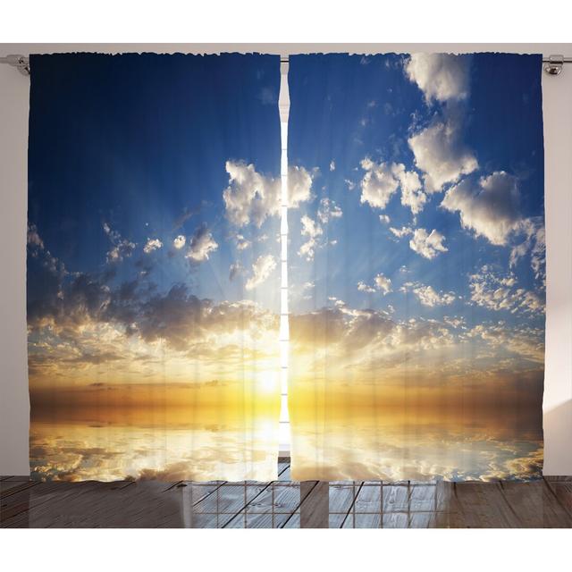 2-tlg. Gardinen-Set Sunset, halbtransparent East Urban Home Panel-Größe: 280 cm B x 225 T cm on Productcaster.