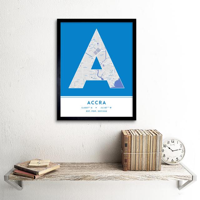 Accra City Map Accra Blue by Wee Blue Coo - Single Picture Frame Typography Wee Blue Coo on Productcaster.