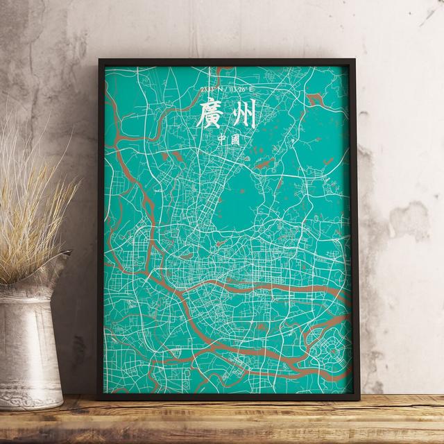 CT Guangzhou City Map - Unframed Graphic Art Print on Paper East Urban Home Size: 43.2cm H x 27.9cm W x 0.13cm D on Productcaster.