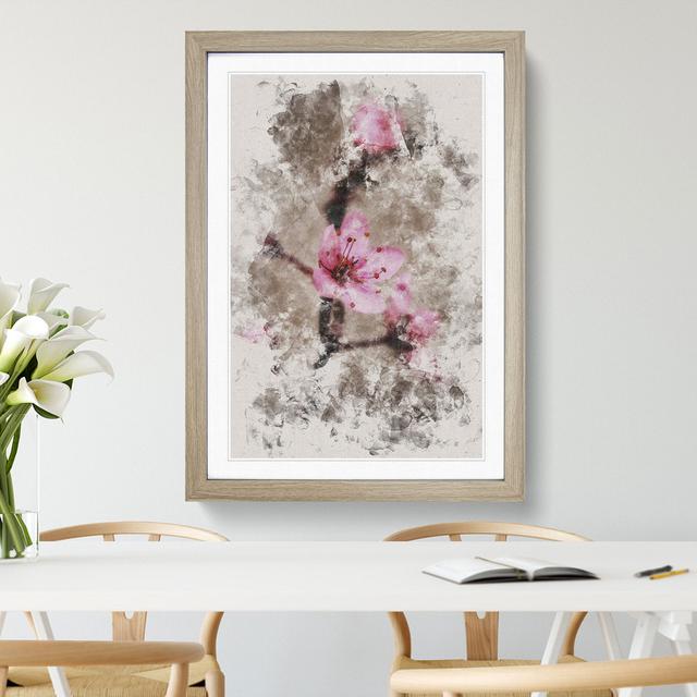 Pink Cherry Blossom Flowers Vol.1 - Picture Frame Graphic Art East Urban Home Size: 36cm H x 27cm W x 2cm D, Frame Option: Oak Framed on Productcaster.