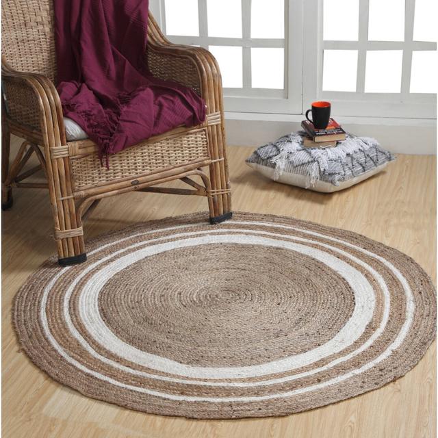 Foster Hand Braided Beige Rug Bay Isle Home Rug Size: Round 150cm on Productcaster.