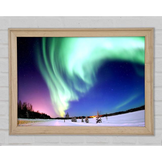 Aurora Borealis Framed Print Highland Dunes Size: 42cm H x 59.7cm W x 1.5cm D, Format: Natural Framed Paper on Productcaster.