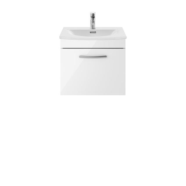 Athena 510mm Single Bathroom Vanity with Integrated Vitreous China Basin Nuie Vanity Unit Colour: Gloss White on Productcaster.