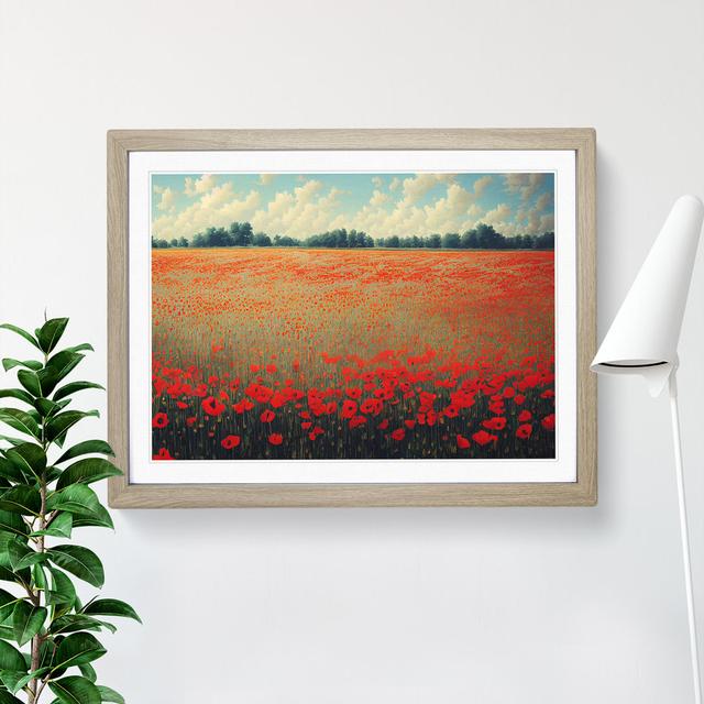 Epic Poppies Flowers - Picture Frame Painting ClassicLiving Size: 34cm H x 46cm W x 2cm D, Frame Colour: Oak on Productcaster.