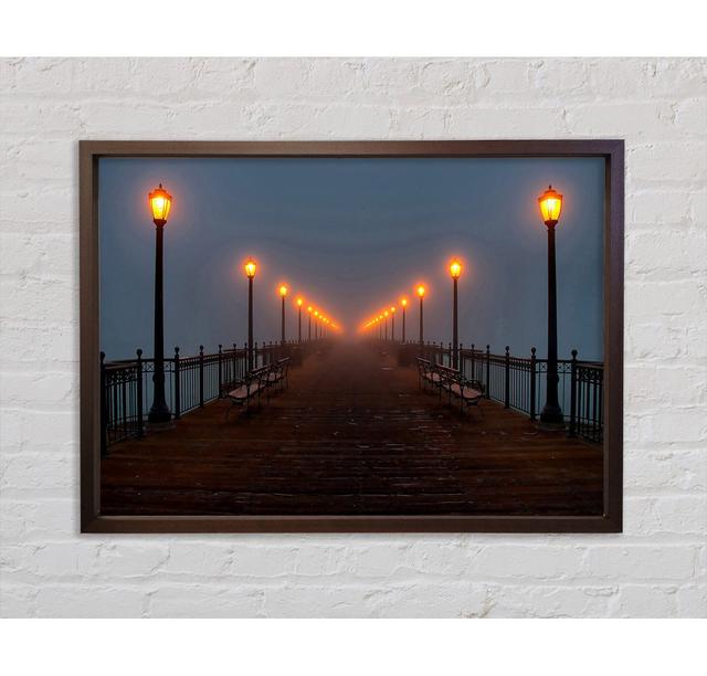 Foggy Pier Night Walk - Single Picture Frame Art Prints on Canvas Bright Star Size: 100cm H x 141.4cm W 3.3cm D on Productcaster.