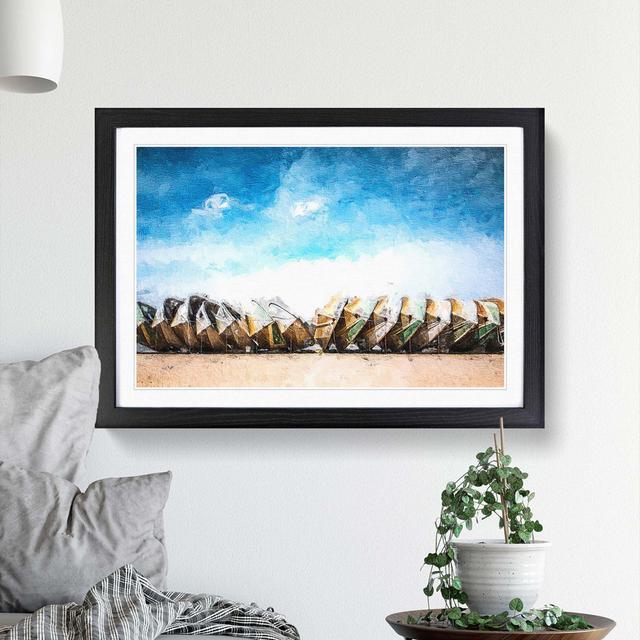 Stacked Rowing Boats on the Beach - Picture Frame Painting Print East Urban Home Size: 48cm H x 65cm W x 2cm D, Frame Option: Black Framed on Productcaster.