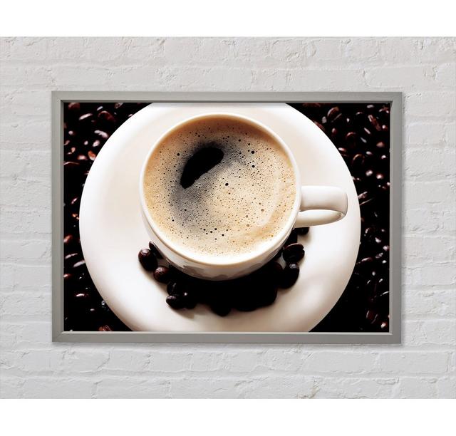 Gerahmtes Leinwandbild Black Coffee Froth Brayden Studio Größe: 100 cm H x 141,4 cm B x 3,3 cm T, Format: Dunkelgrau gerahmte Leinwand on Productcaster.