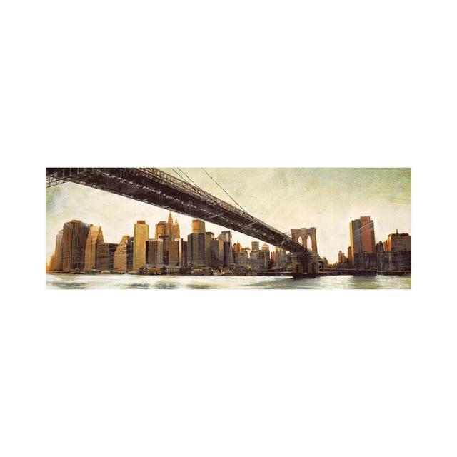 Brooklyn Bridge View by Matthew Daniels - Wrapped Canvas Panoramic Photograph Ophelia & Co. Size: 30.48cm H x 91.44cm W x 1.91cm D on Productcaster.