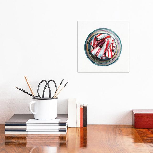 Ball Jar Candy Cane Sticks by Jennifer Redstreake - Wrapped Canvas Print ClassicLiving Size: 30.48cm H x 30.48cm W x 1.905cm D on Productcaster.