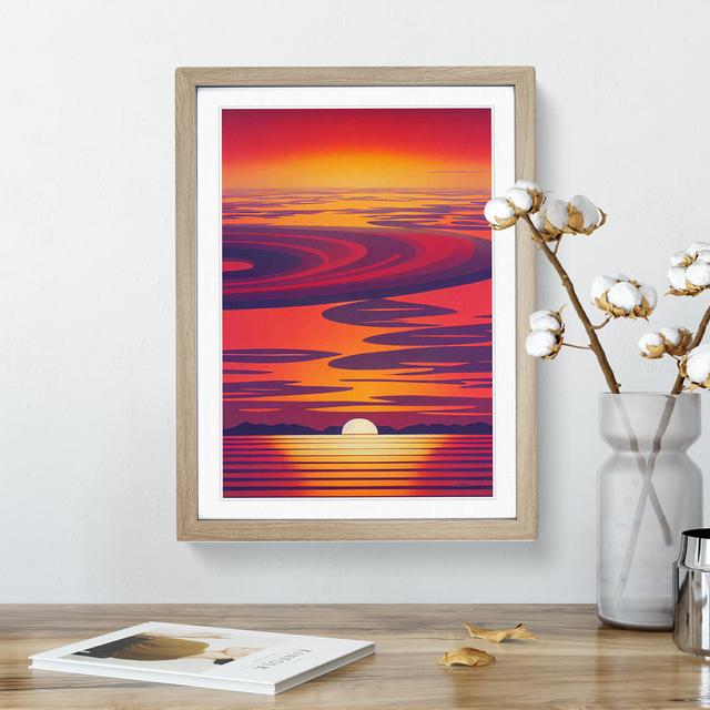 XV1022-4885X Unreal Sunset View - Print Metro Lane Matte Colour: White, Size: 48cm H x 36cm W, Format: Oak Framed Paper on Productcaster.