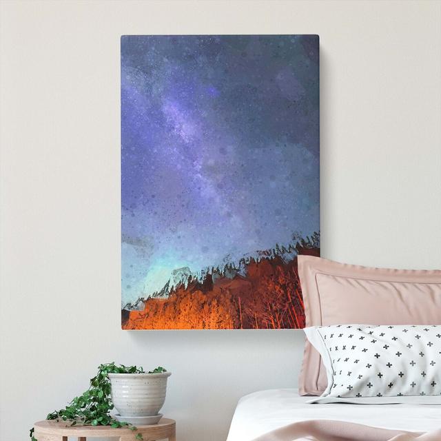 A Forest Beneath The Stars In Abstract - Wrapped Canvas Print East Urban Home Size: 50cm H x 35cm W x 3cm D on Productcaster.