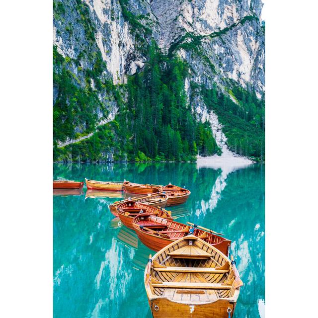 Wooden Boats On The Lake by Andrey Danilovich - Wrapped Canvas Print Breakwater Bay Size: 76cm H x 51cm W x 3.8cm D on Productcaster.