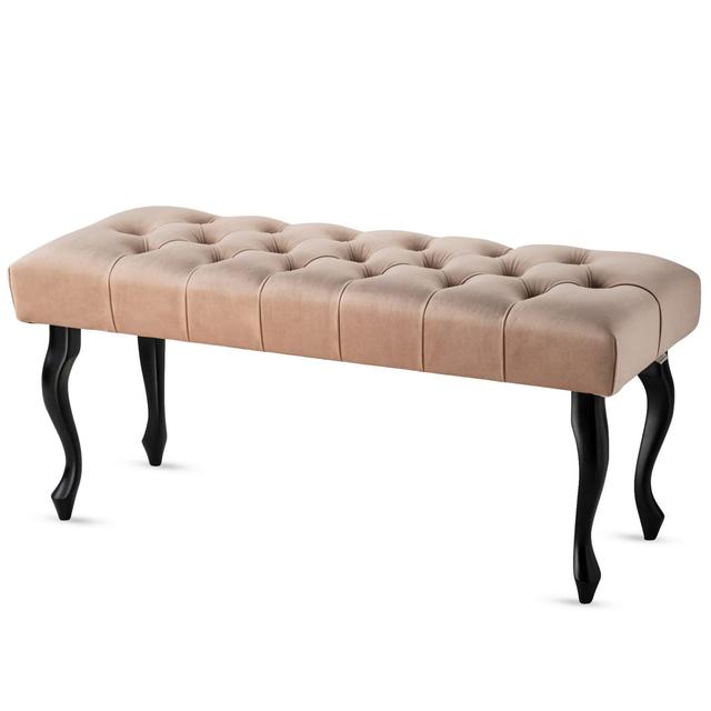 Upholstered Bench bench4home Size: H40 x W45 x D40cm, Upholstery Colour: Pink/Black, Leg Colour: Black on Productcaster.