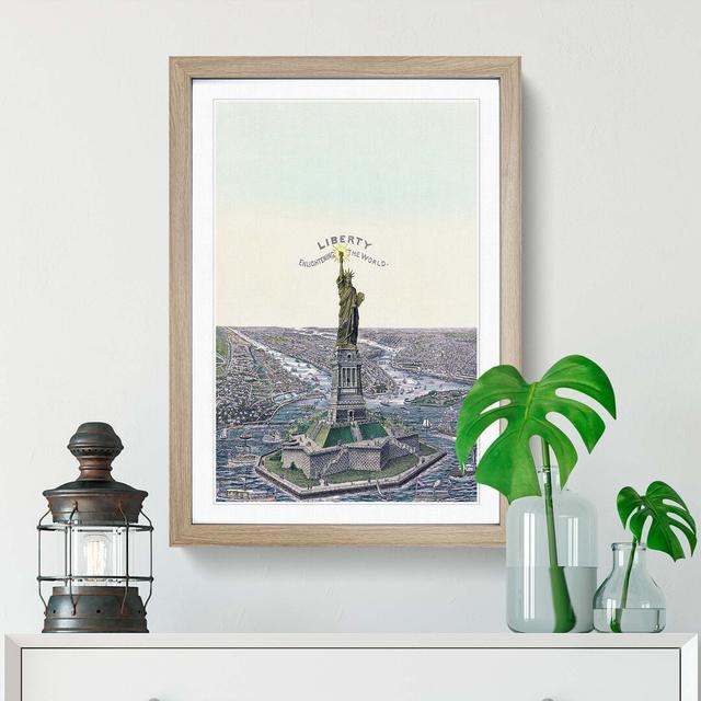 The Statue of Liberty in New York - Picture Frame Painting Print East Urban Home Size: 76cm H x 50cm W x 2cm D, Frame Option: Oak on Productcaster.