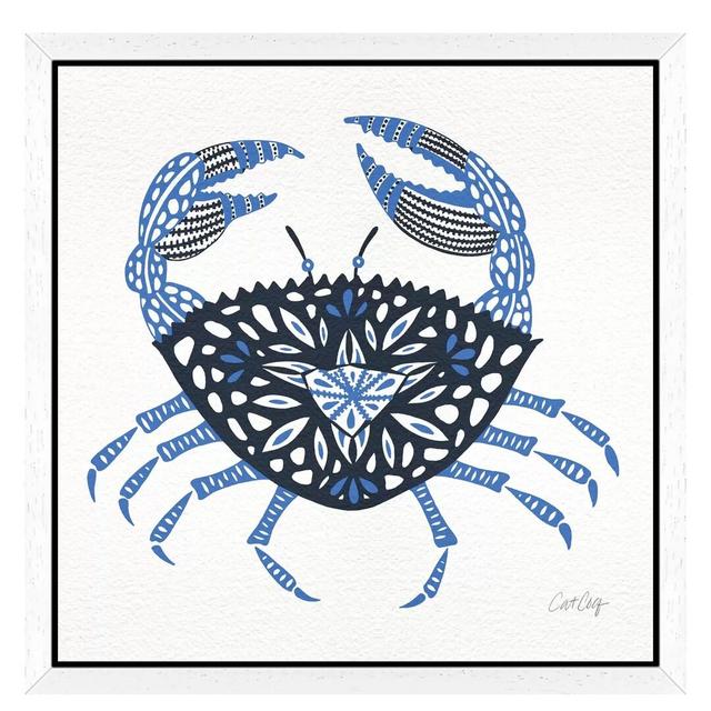 'Blue Crab' by Cat Coquillette - Floater Frame Graphic Art Print on Canvas Highland Dunes Size: 66.04cm H x 66.04cm W x 3.81cm D, Frame Option: White on Productcaster.