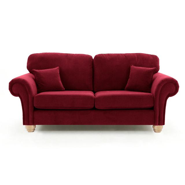 Foreston 3 Seater Velvet Sofa Rosdorf Park Upholstery Colour: Burgundy on Productcaster.