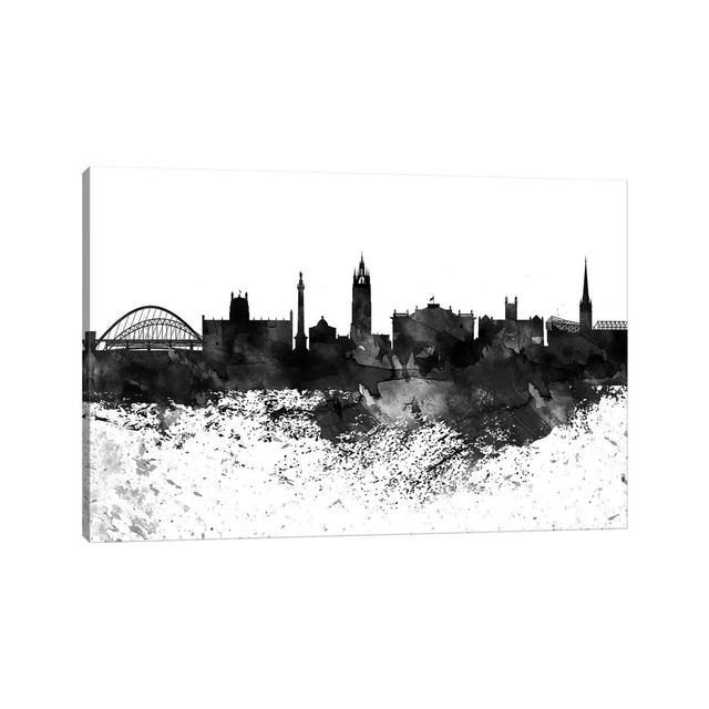 Newcastle Black & White Drops Skyline by Wall Decor Addict - Wrapped Canvas Painting Latitude Run Size: 101.6cm H x 152.4cm W x 3.81cm D on Productcaster.