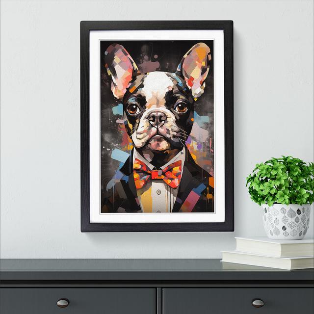 French Bulldog Dadaism Happy Larry Format: Black Framed, Size: 64cm H x 46cm W on Productcaster.