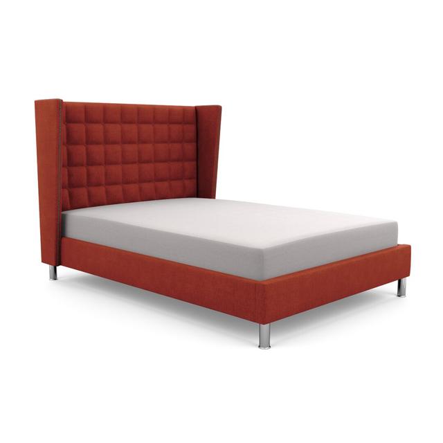 Hart Bridgeholme Upholstered Bed Frame Canora Grey Size: Small Double (4'), Upholstery Material: Linen, Upholstery Colour: Orange on Productcaster.