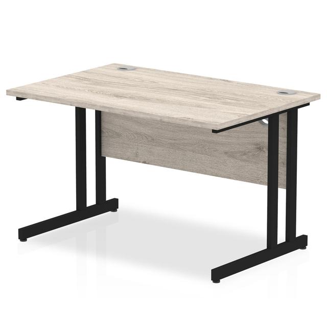 Impulse Rectangular Computer Desk Inbox Zero Frame Colour: Black, Top Colour: Grey/Oak, Size: 73cm H x 120cm W x 80cm D on Productcaster.