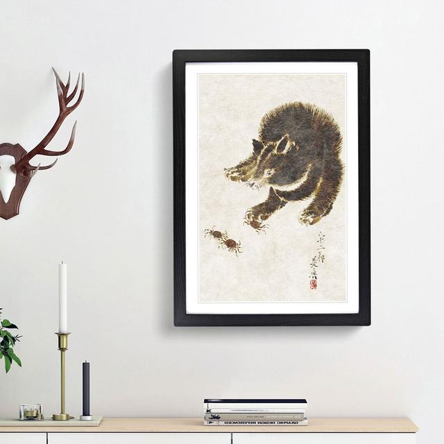 Bear And Crabs by Shibata Zeshin - Single Picture Frame Painting East Urban Home Frame Option: Black Framed, Size: 33cm H x 24cm W x 2cm D on Productcaster.