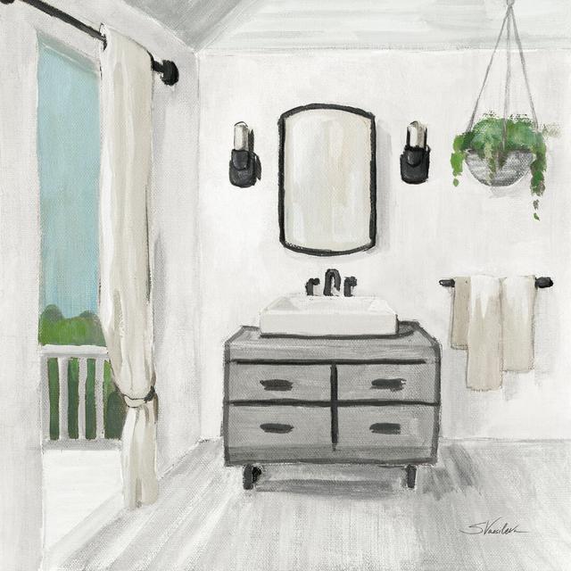 Attic Bathroom I - Wrapped Canvas Art Print Rosalind Wheeler Size: 30cm H x 30cm W on Productcaster.