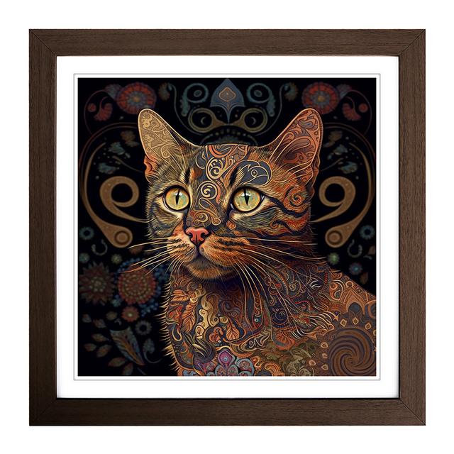 Cat Paisley Art - Single Picture Frame Art Prints on Wood Marlow Home Co. Format: Walnut on Productcaster.