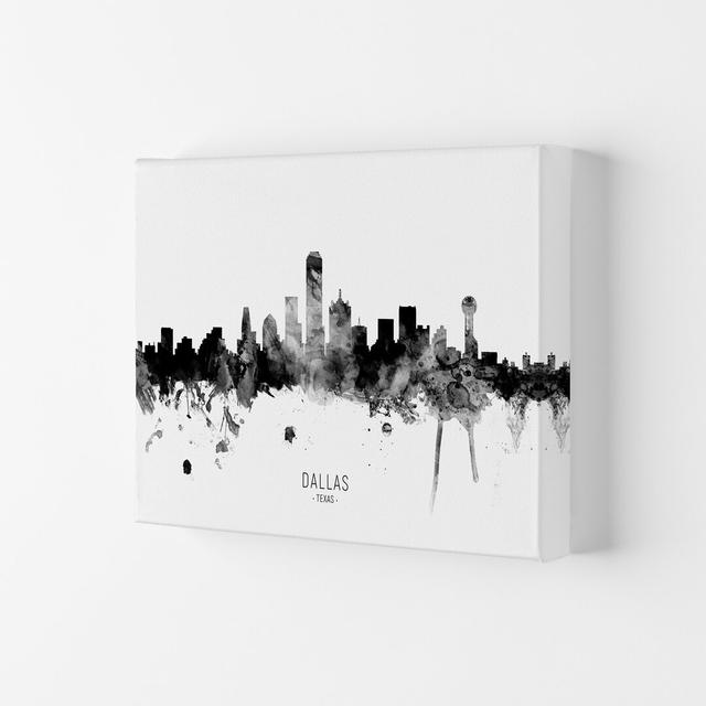 Dallas Texas Skyline Black White City Name by Michael Tompsett - Print Latitude Run Format: Wrapped Canvas, Size: 29.7cm H x 42cm W x 4cm D on Productcaster.