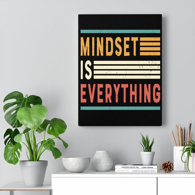 Mindset Is Everything - Wrapped Canvas Typography Blue Elephant on Productcaster.