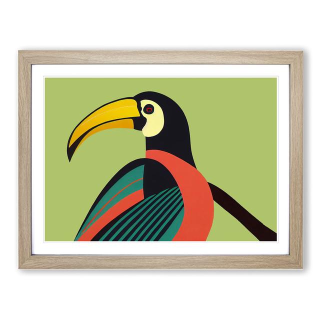 Toucan Bird Art Deco Abstract - Picture Frame Graphic Art Bay Isle Home Frame Colour: Oak, Size: 34cm H x 46cm W x 2cm D on Productcaster.