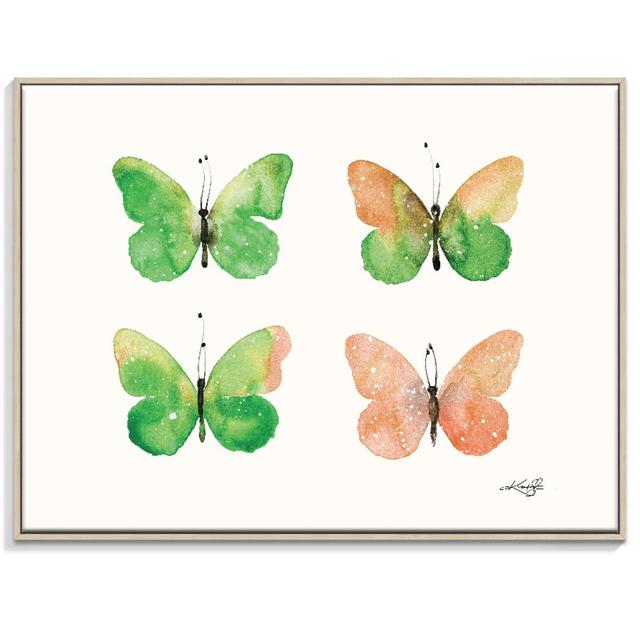 'Four Butterflies 14' Painting on Canvas East Urban Home Size: 76cm H x 102cm W, Format: Timber Floater Framed on Productcaster.