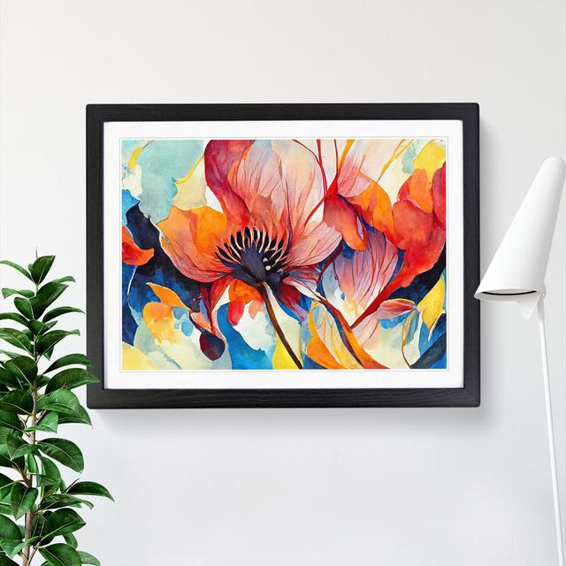 Floral Abstract Vol.2 - Picture Frame Painting Marlow Home Co. Size: 46cm H x 64cm W x 2cm D, Frame Colour: Black on Productcaster.