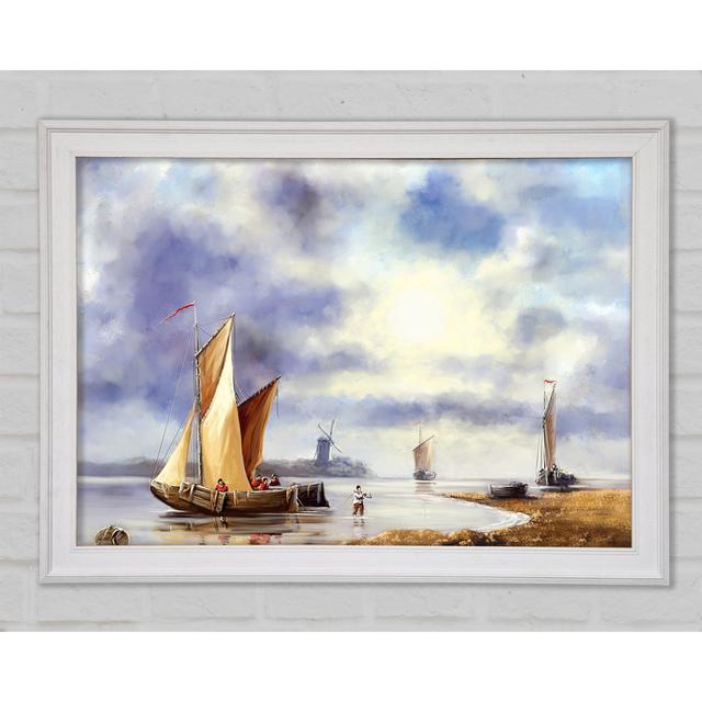 Preparing To Dock Boat Illustration - Single Picture Frame Art Prints Longshore Tides Size: 29.7cm H x 42cm W x 1.5cm D on Productcaster.