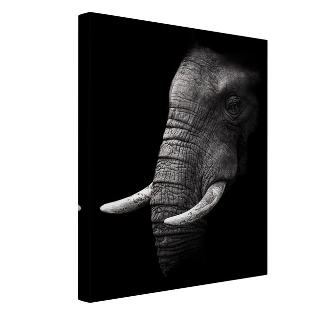 Dark Elephant Portrait by Kein Künstler Graphic Art Ebern Designs Size: 80cm H x 60cm W, Format: Recycled Canvas 330g/m² on Productcaster.