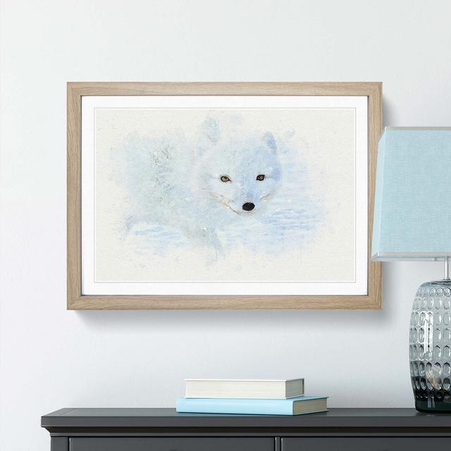 Winter Fox in Abstract - Picture Frame Graphic Art Print East Urban Home Size: 60cm H x 91cm W x 2cm D, Frame Option: Oak on Productcaster.