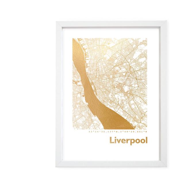 Gerahmtes Papierbild - Grafikdruck „Liverpool Map” Brayden Studio Maße: 32,5 cm H x 23,5 cm B x 3,5 cm T on Productcaster.