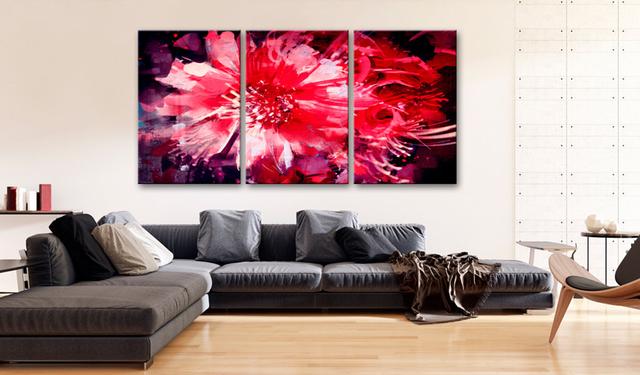 Leinwandbild - Crimson Flowers Artgeist Größe: 60 cm H x 30 cm B on Productcaster.