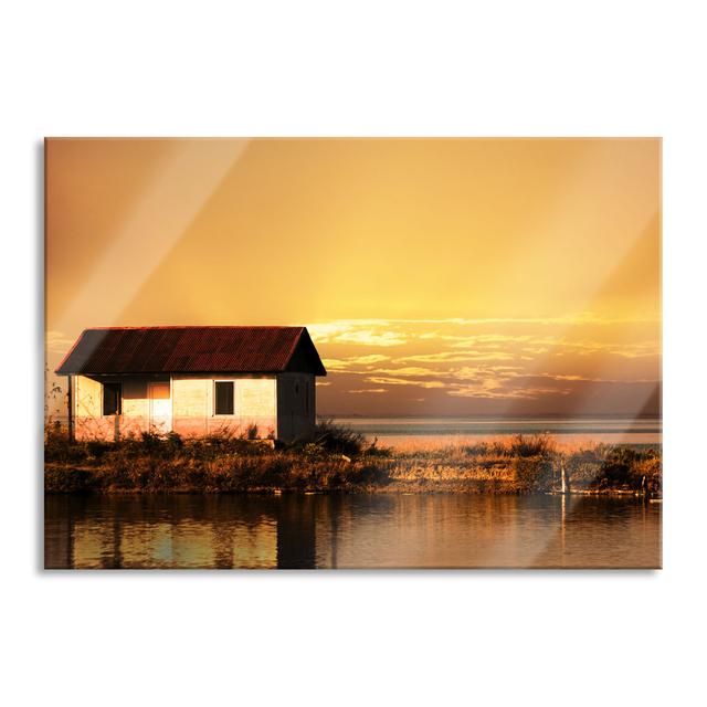 House on the Lake at Sunset - Unframed Photograph on Glass Brayden Studio Size: 70cm H x 100cm W x 0.4cm D on Productcaster.