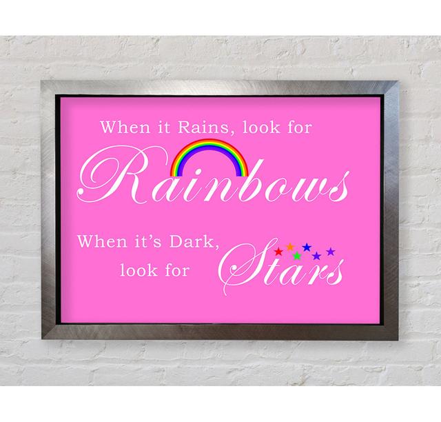 When It Rains Look For Rainbows 2 - Single Picture Frame Art Prints Bright Star Size: 100cm H x 141.4cm W, Colour: Vivid Pink on Productcaster.