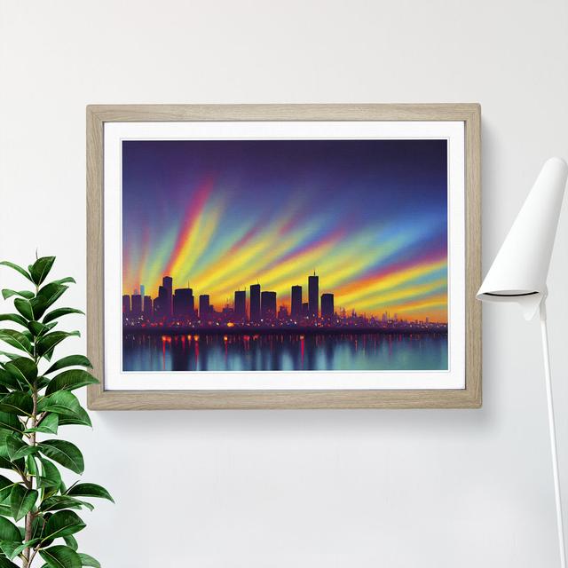 Daring Skyline Architecture - Picture Frame Graphic Art 17 Stories Size: 25cm H x 34cm W x 2cm D, Frame Colour: Oak on Productcaster.