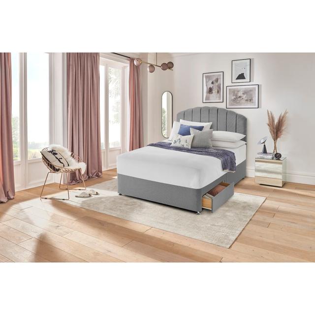 Silentnight upholstered premium Divan bed - base only Silentnight Storage Type: 2 Drawers, Colour: Slate Grey, Size: Super King (6') on Productcaster.